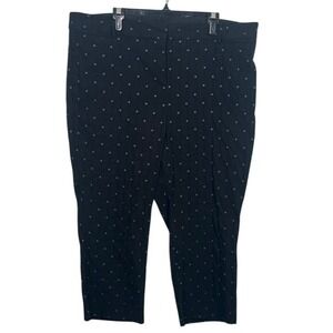 NWOTLane Bryant Black Crop Pants with Blue and White Small Flowers‎ Size 18